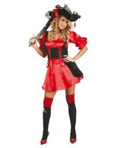 Disfraz de pirata roja para mujer