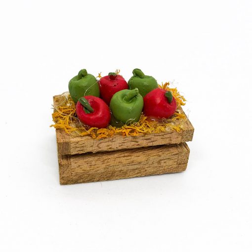 Caja con manzanas miniatura