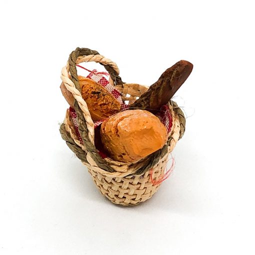 Cesto con panes variados en miniatura