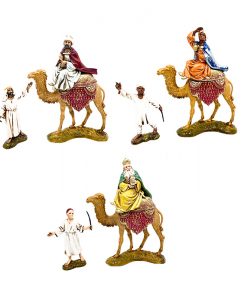 Reyes Magos a camello con pajes Moranduzzo 10cm