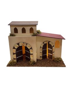 Casa de corcho con luz para belén 28x13x21 cm