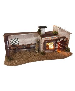Casa de corcho con luz para belén 31x12x12 cm