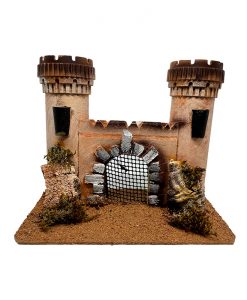Castillo de corcho con reja par belén