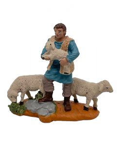 Figura pastor con corderos Oliver 8cm para belén