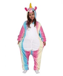 Disfraz tipo pijama unicornio multicolor para niña