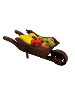 Carretilla de madera con frutas para belenes