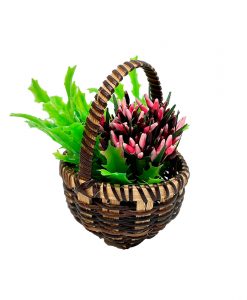 Miniatura cesto con flores para belén
