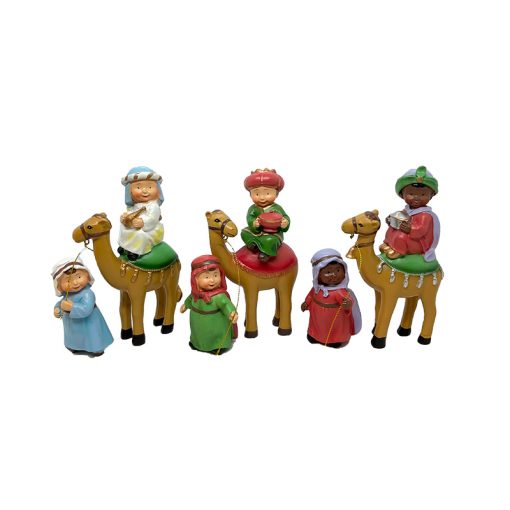 Reyes Magos a Camello con Pajes Oliver näif 10 cm para belén infantil