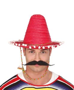 Sombrero mexicano de paja rojo