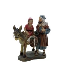 Pastor con niño y burra 11cm resina